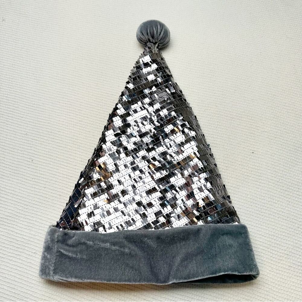 Sequin Santa Hat - Silver and Gray